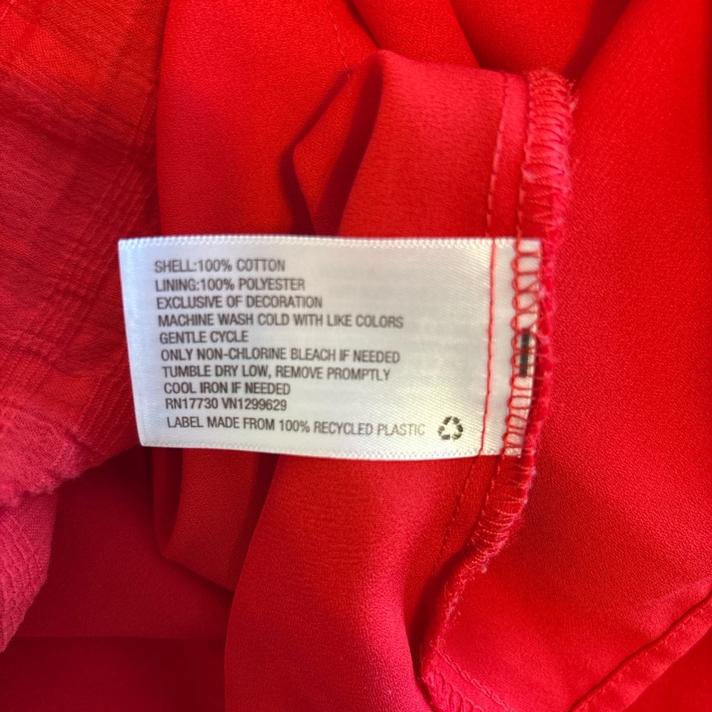 Knox Rose XL Red Embroidered Boho Peasant Dress Cotton Flutter Sleeve - Picture 4 of 4